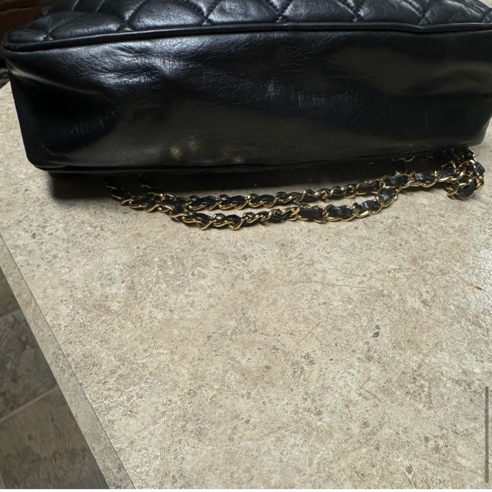 Chanel Vintage Grand Shopping Black Quilted Chain Zip Tote Shoulder Bag - Picture 13 of 16